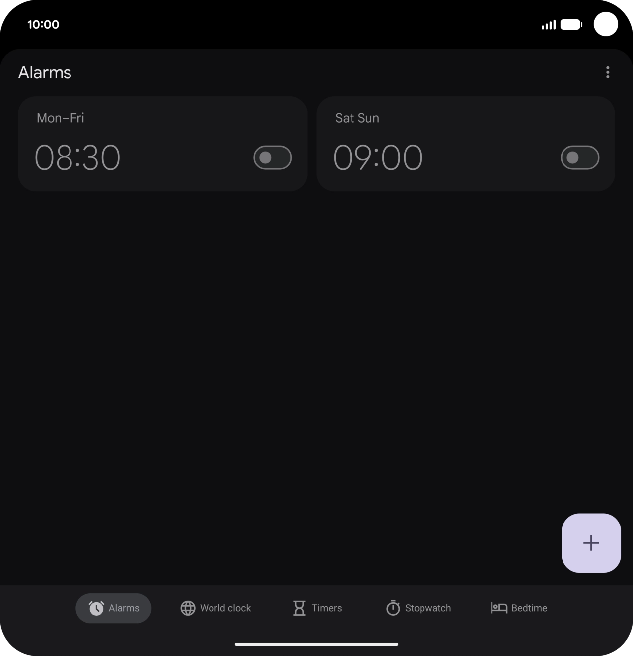 Press the set new alarm icon.