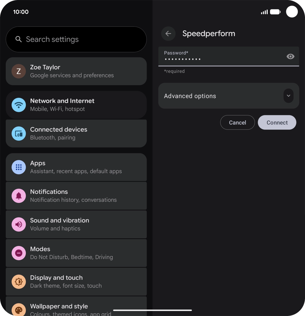 Key in the password for the WiFi network and press Connect.