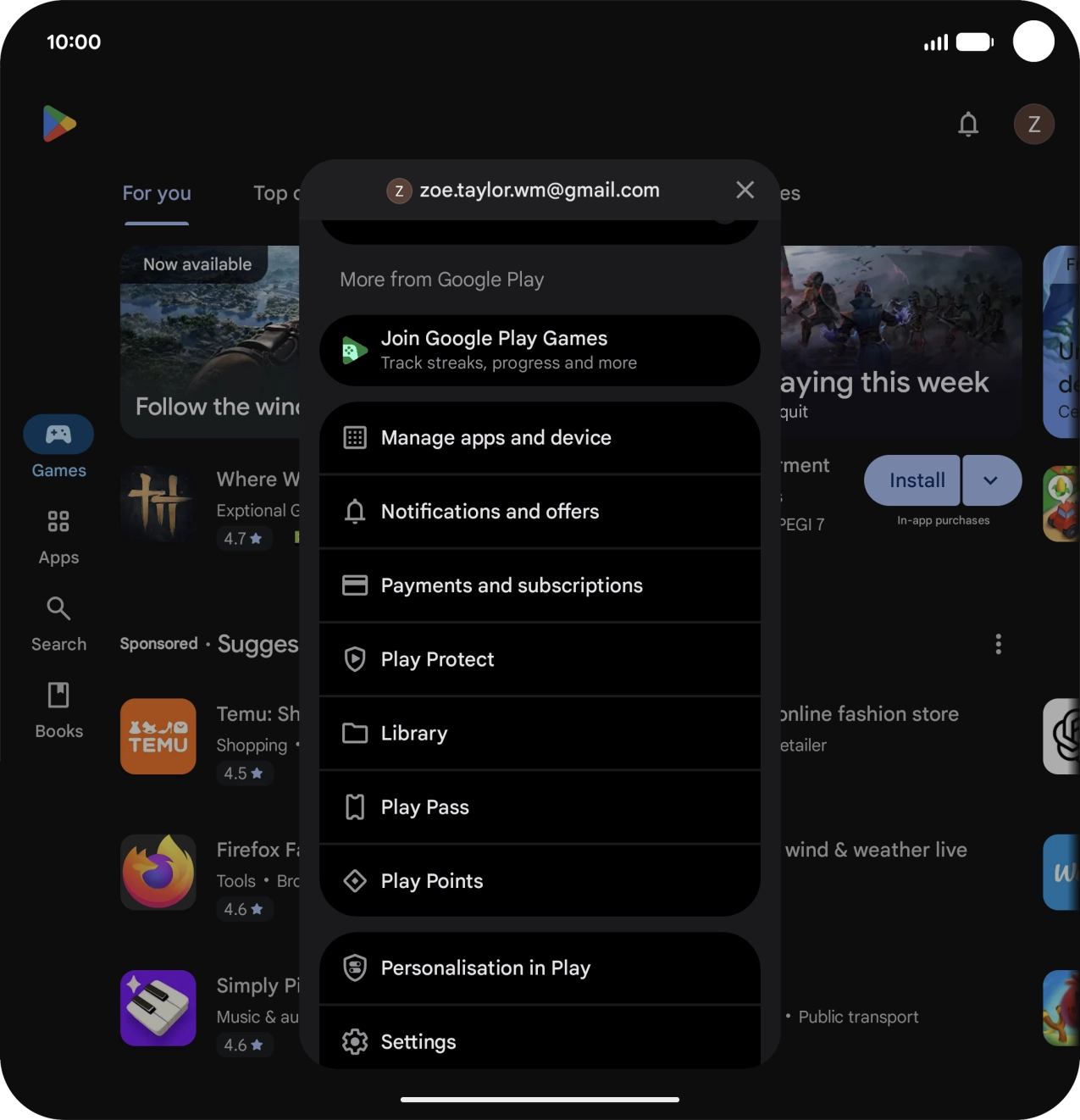 Press Manage apps and device.