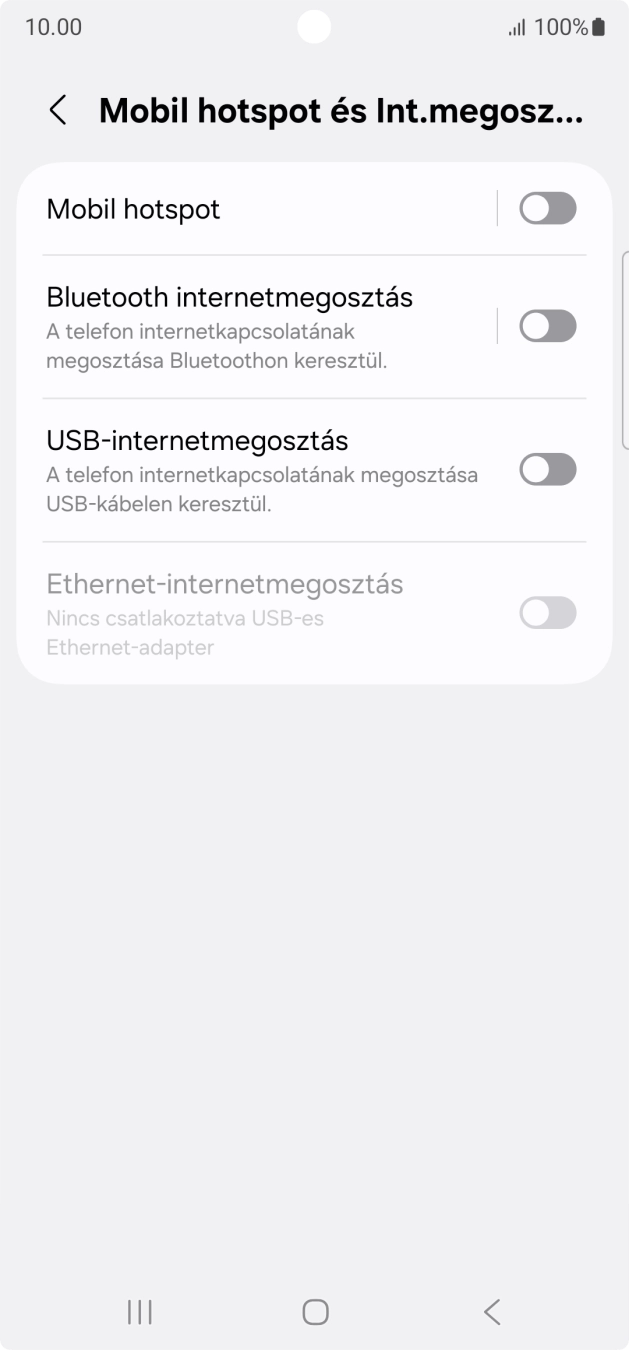 Válaszd a Mobil hotspot lehetőséget. Válaszd a Mobil hotspot lehetőséget.