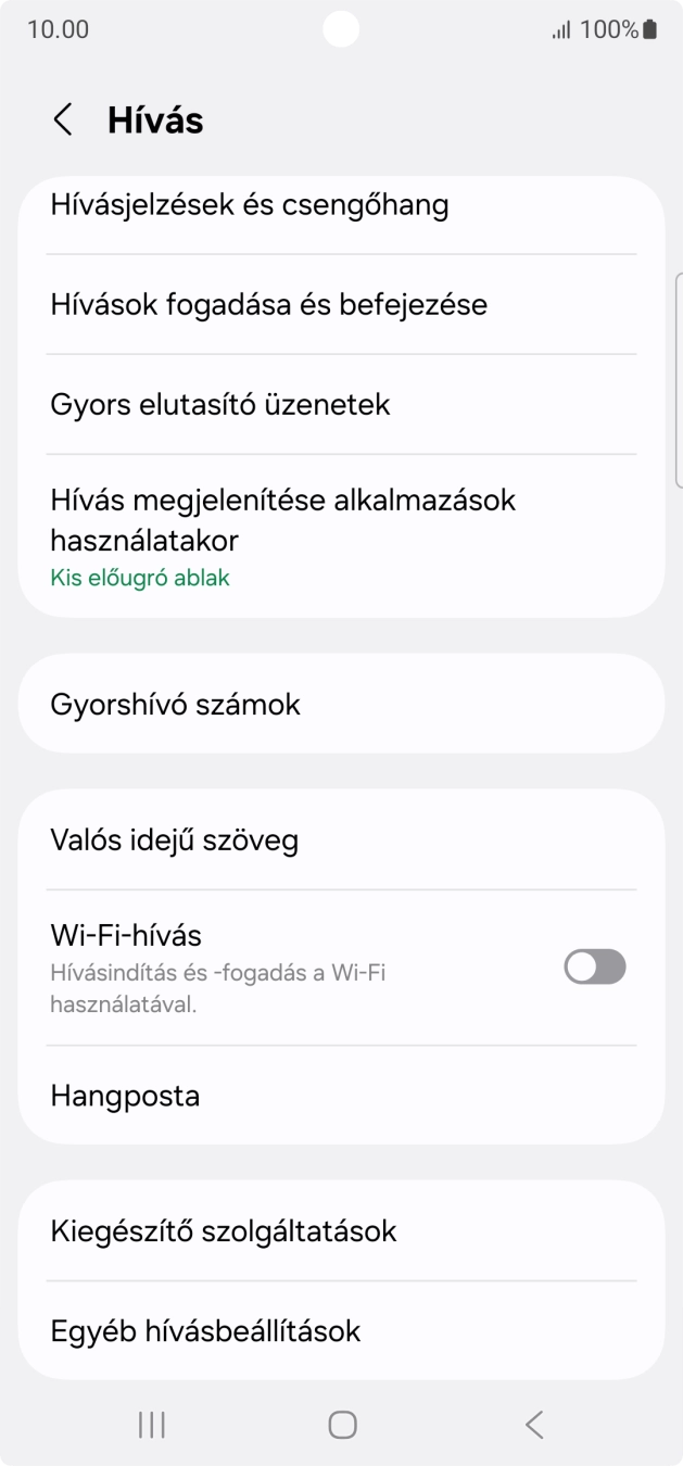Válaszd a Kiegészítő szolgáltatások lehetőséget.