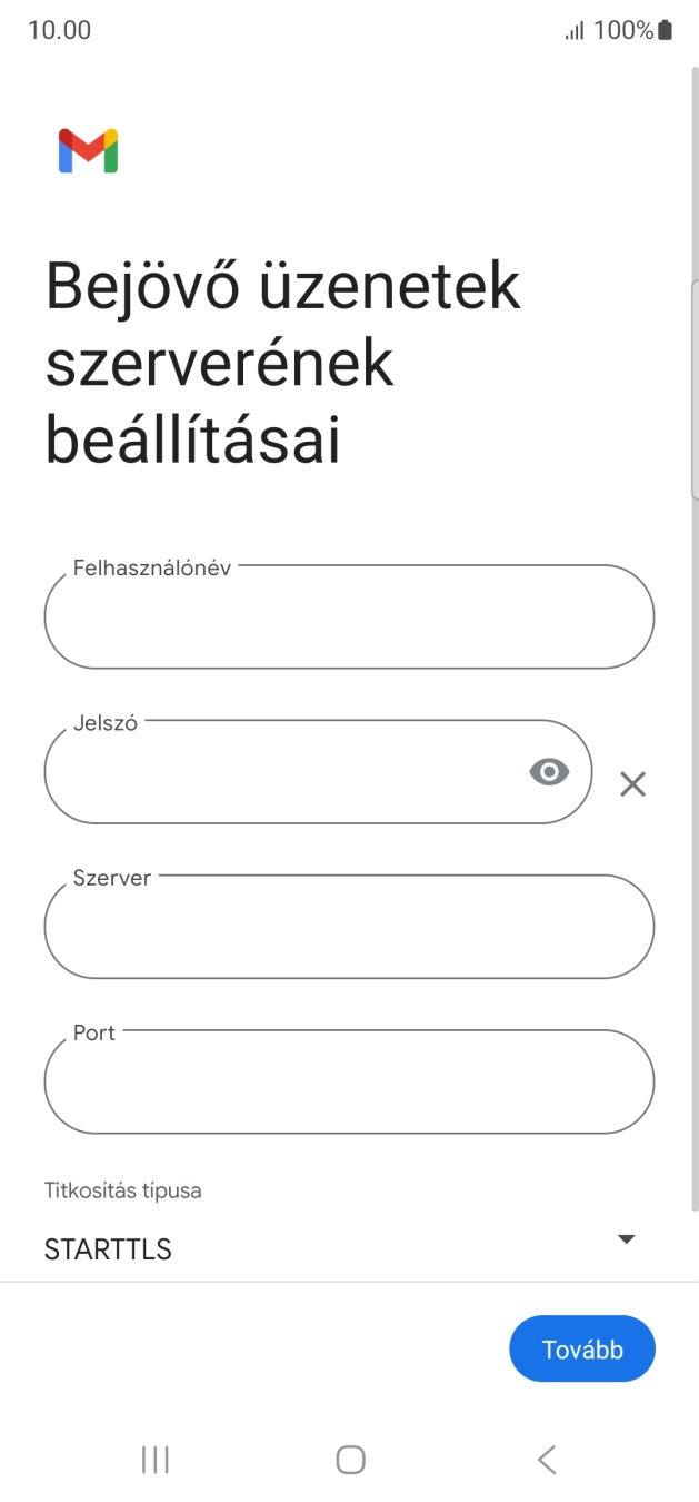 Kattints a „Felhasználónév” alatti mezőre, és írd be az e-mail-fiókodhoz tartozó felhasználónevet.