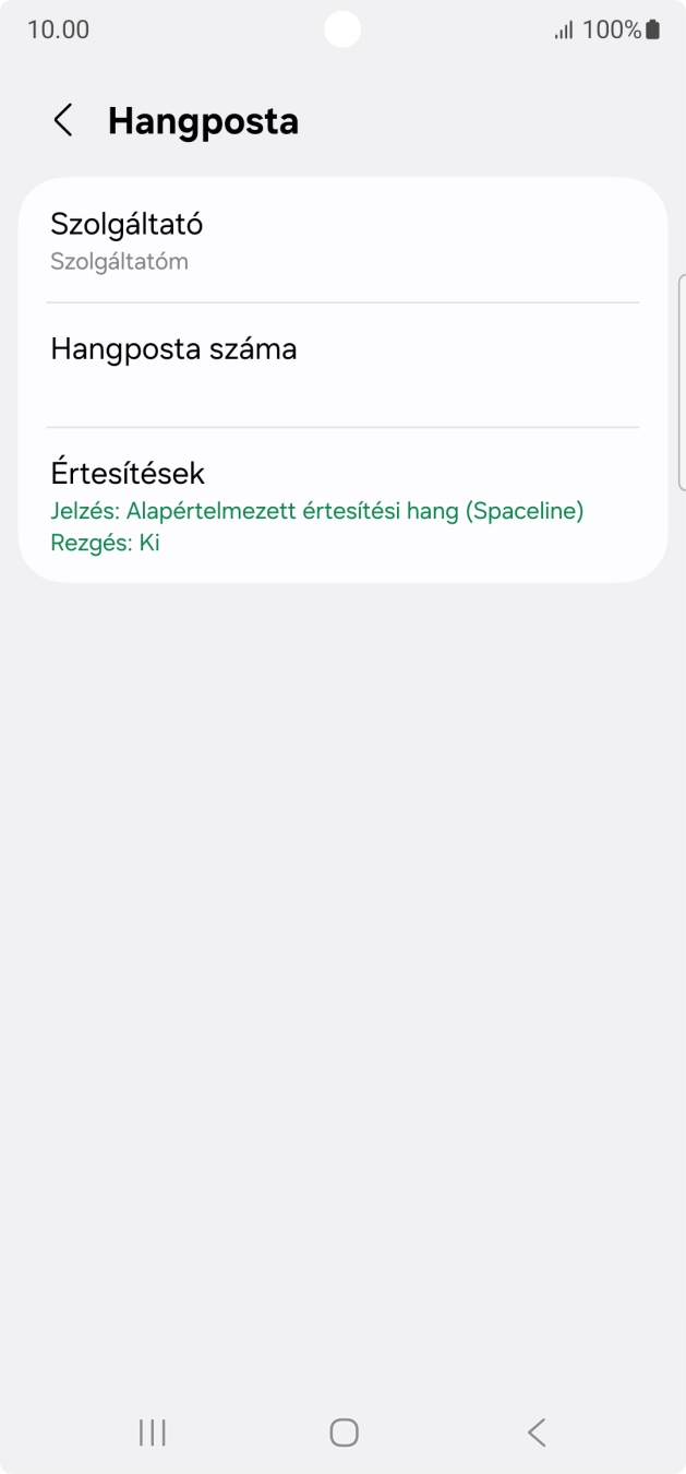 Válaszd a Hangposta száma lehetőséget.