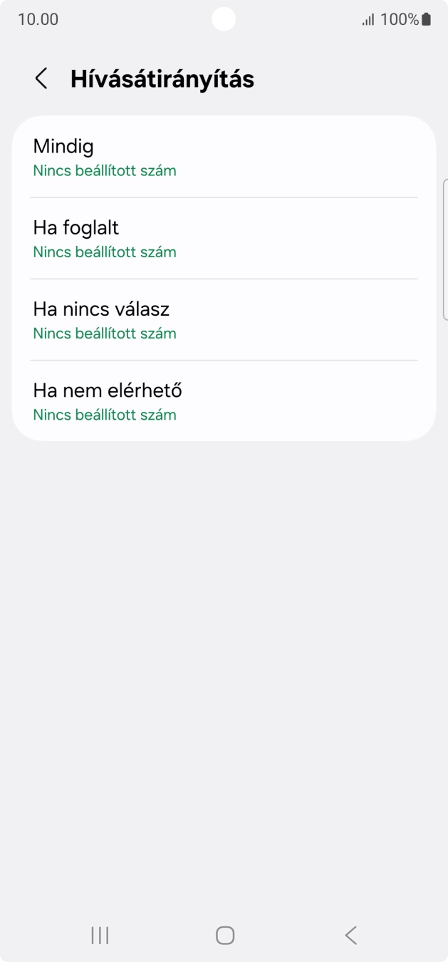 Kattints a kívánt hívásátirányítás-típusra.