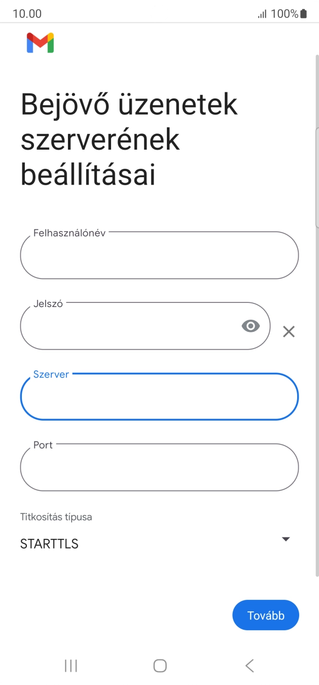 Kattints a „Port” alatti mezőre, és írd be a következőt: 993.