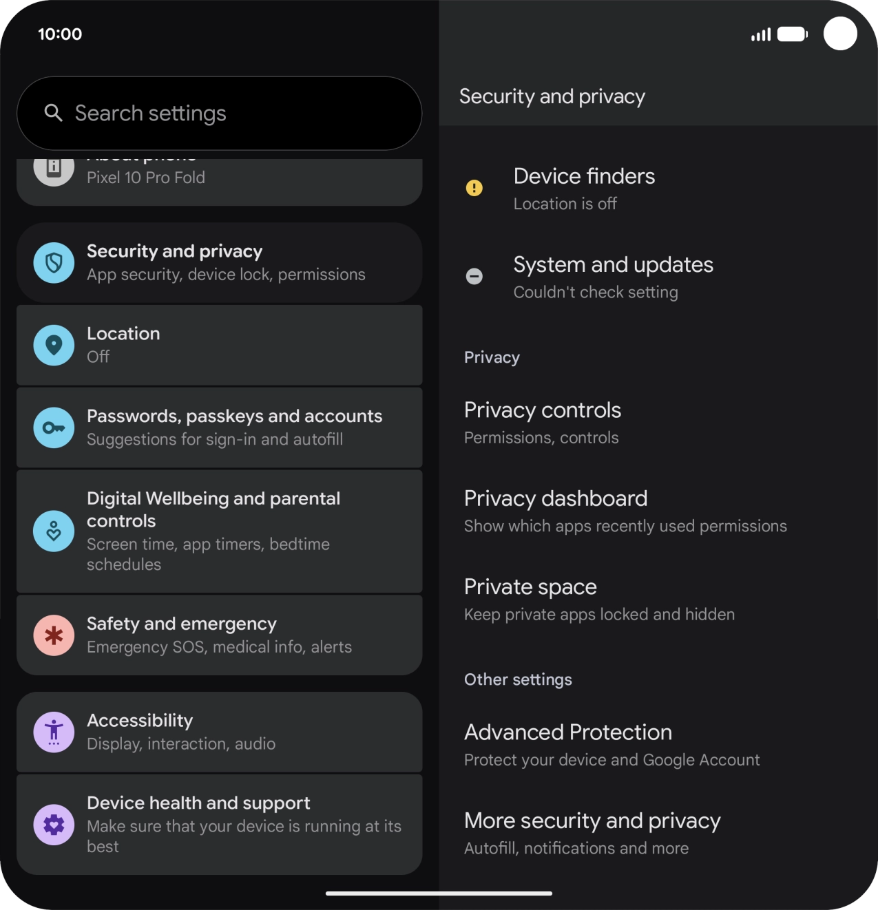 Press More security and privacy.