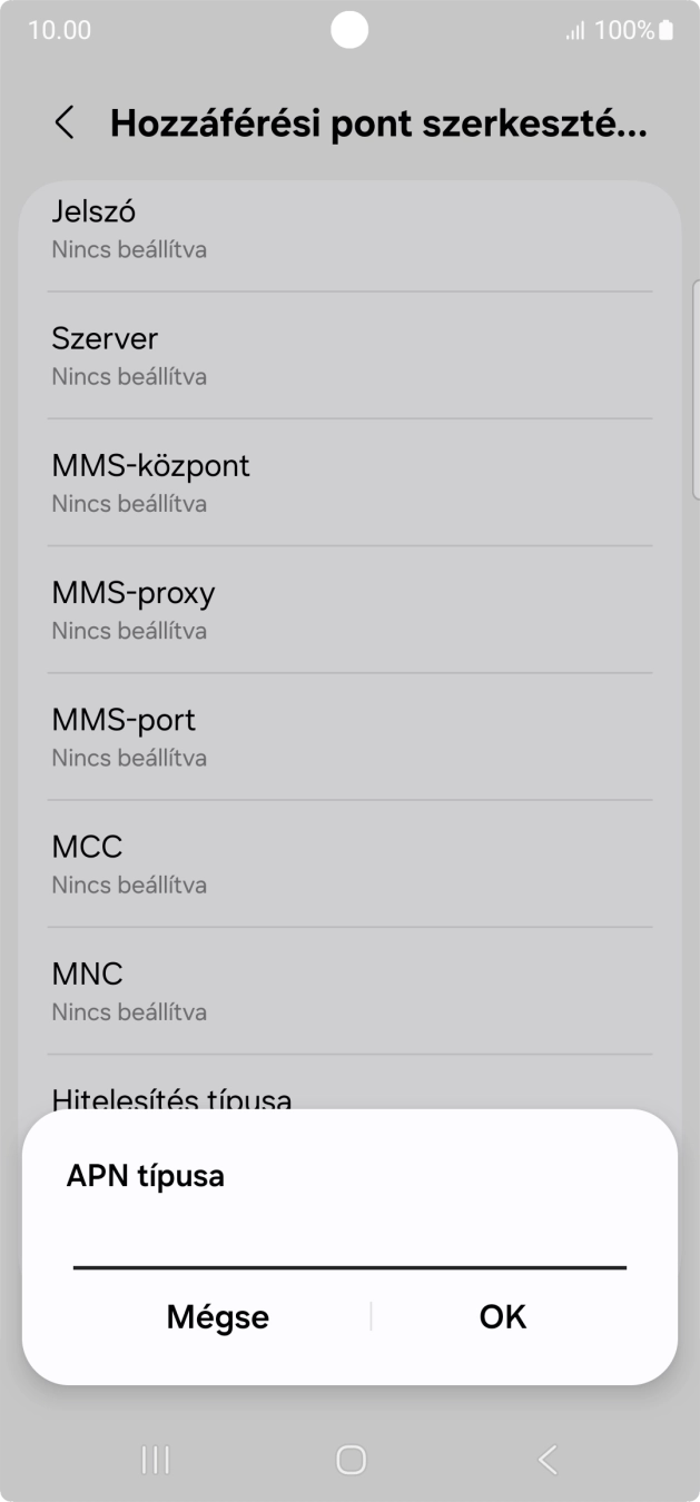 Írd be azt, hogy mms, és válaszd az OK lehetőséget.