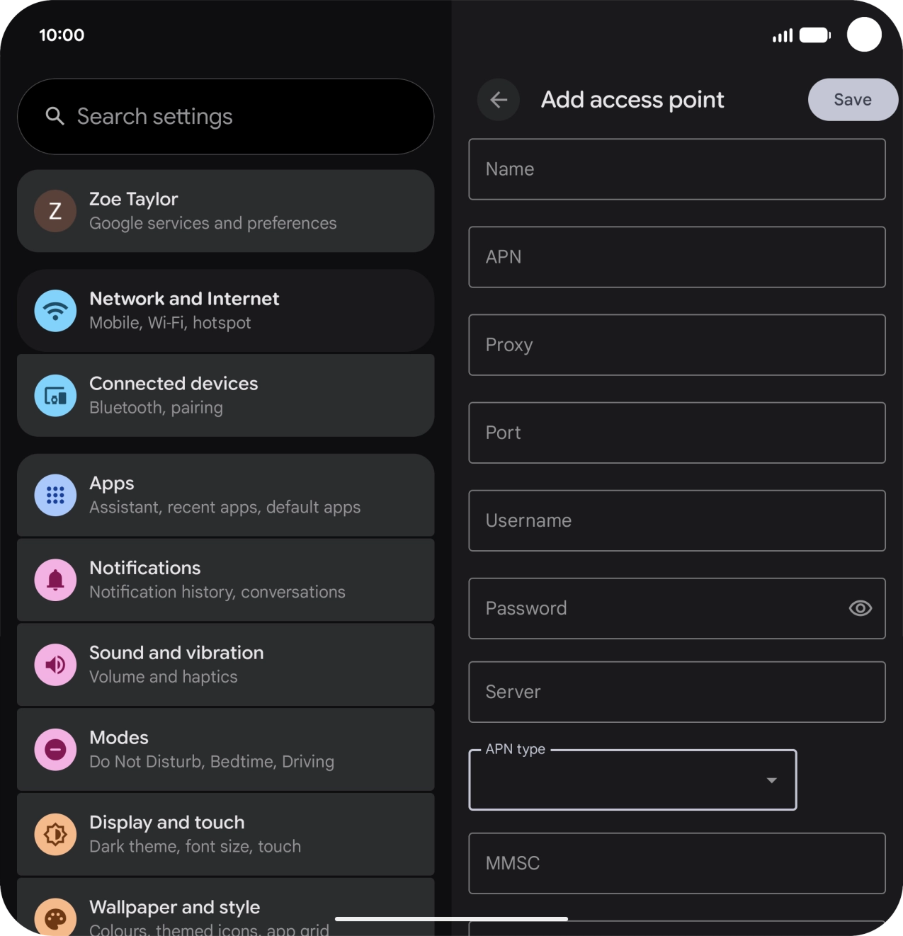 Press Name and key in O2 UK Internet.