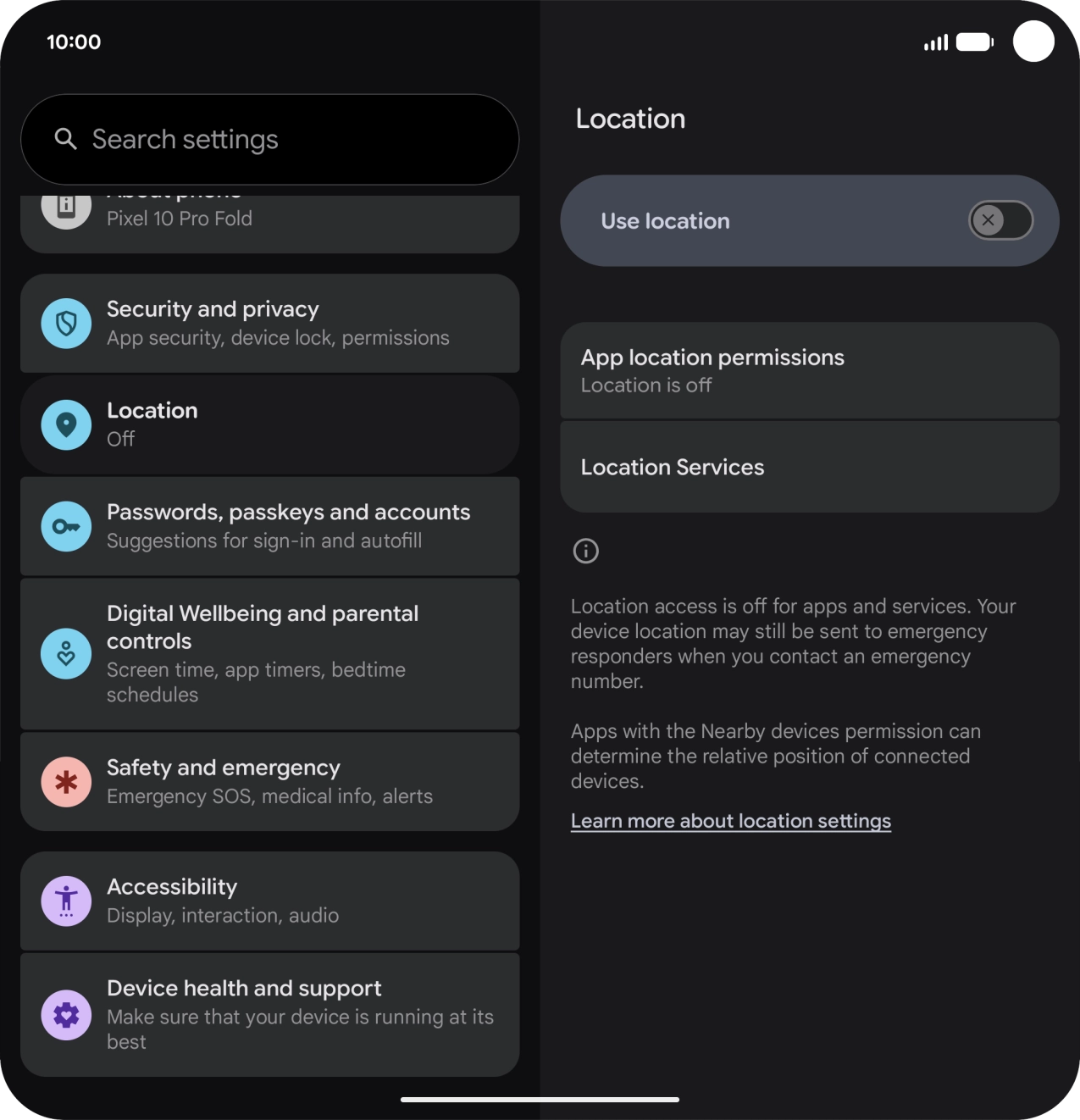 Press the indicator next to 'Use location' to turn the function on or off.