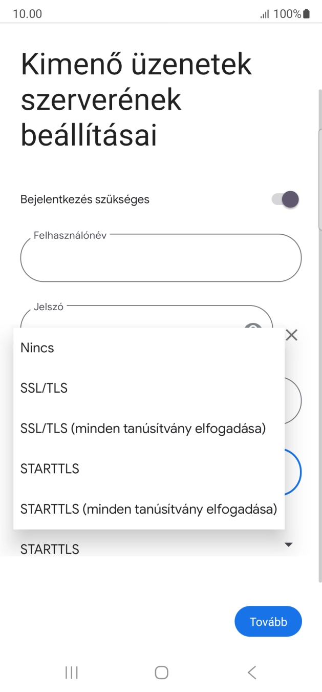Válaszd az SSL/TLS lehetőséget.