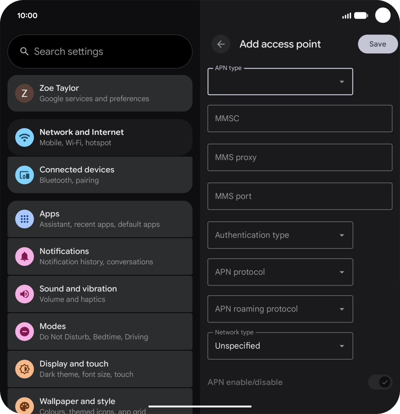 Press the drop down list next to 'Authentication type'.