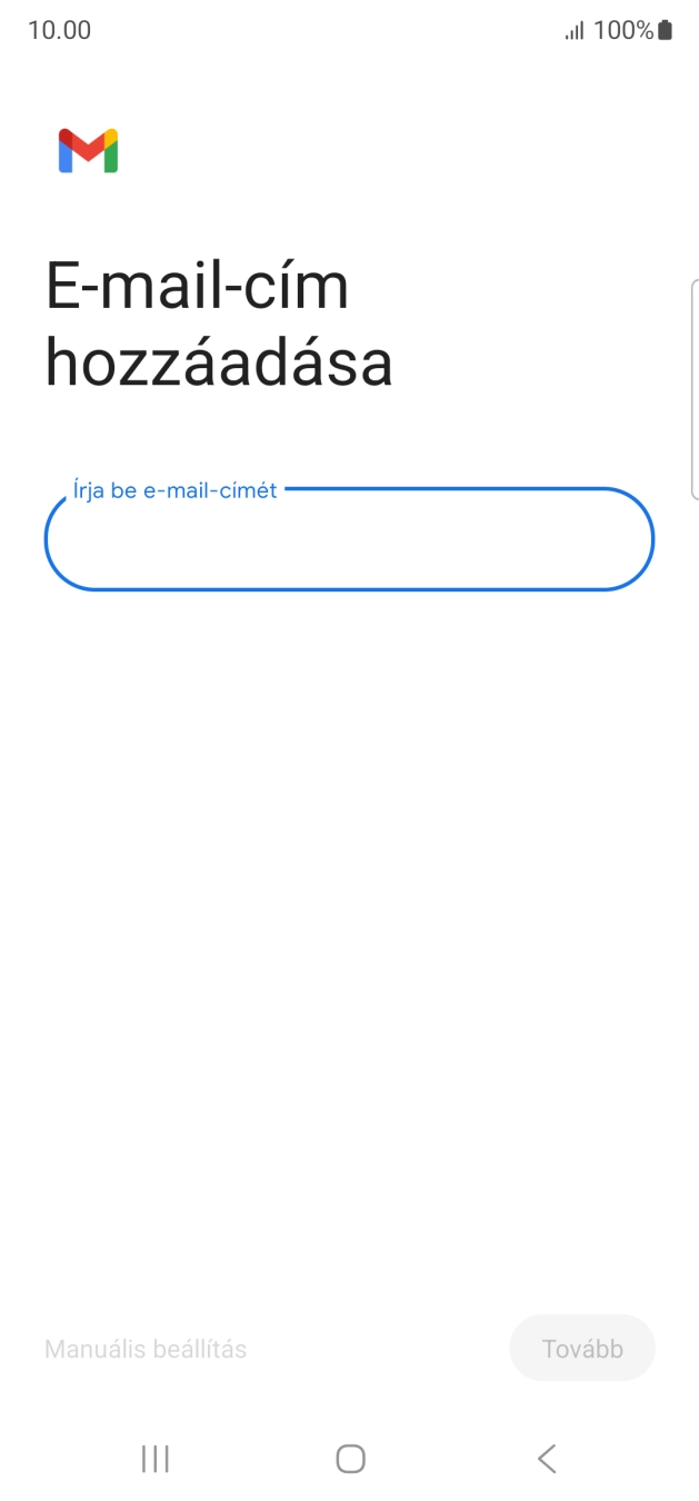 Kattints az „Írja be e-mail-címét” alatti mezőre, és írd be az e-mail címedet.