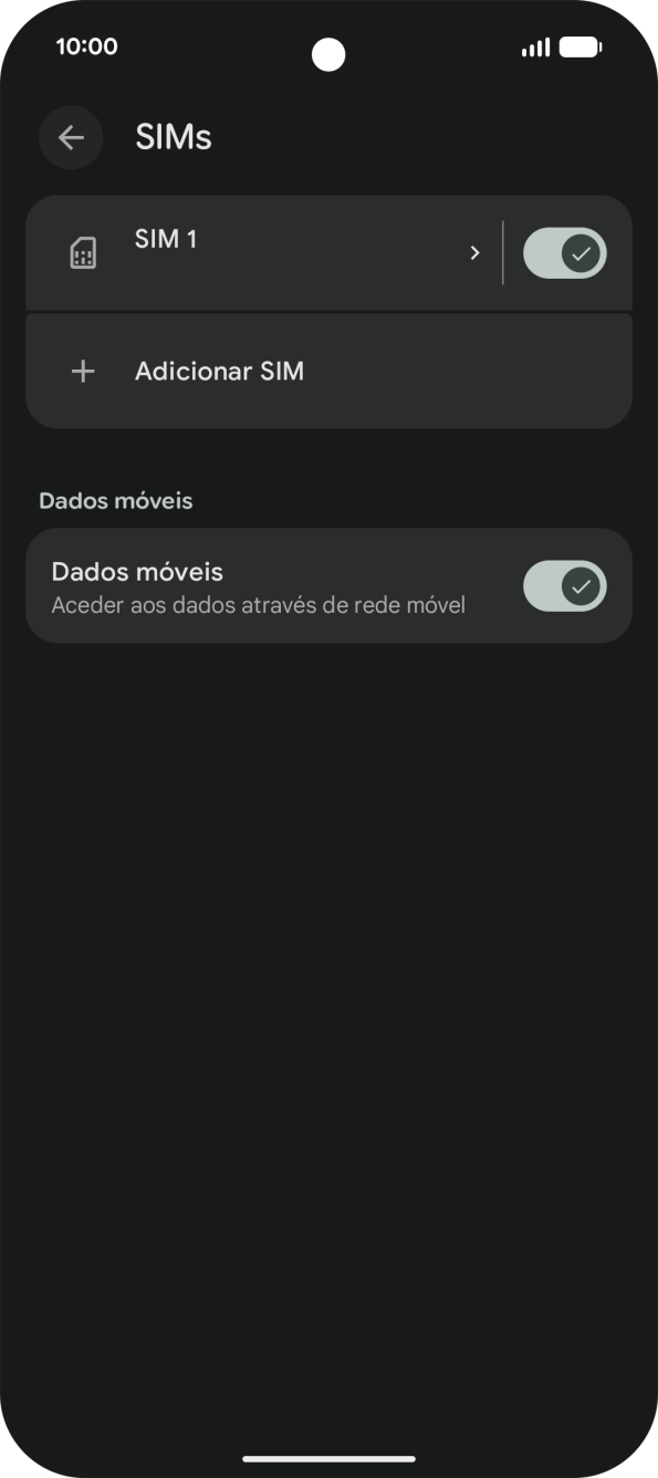 Prima o nome do cartão SIM.
