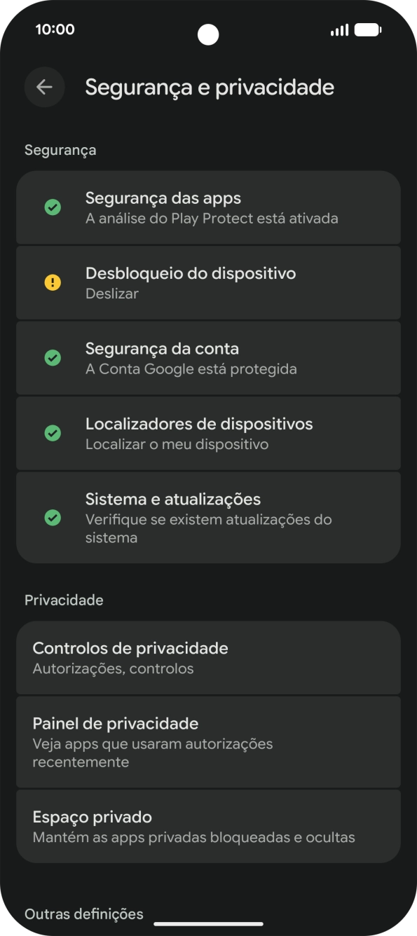 Prima Desbloqueio do dispositivo.