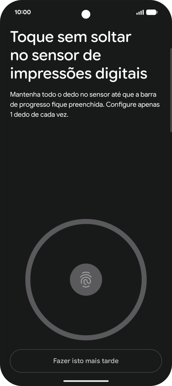 Siga as indicações no ecrã para definir a impressão digital como código de bloqueio.