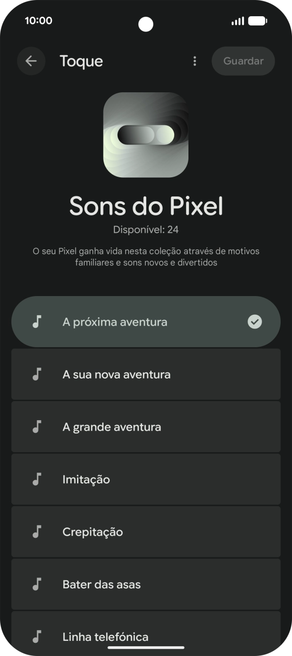Prima os tons de toque pretendidos para os ouvir.