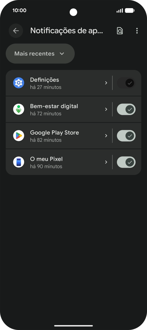 Prima a lista suspensa.