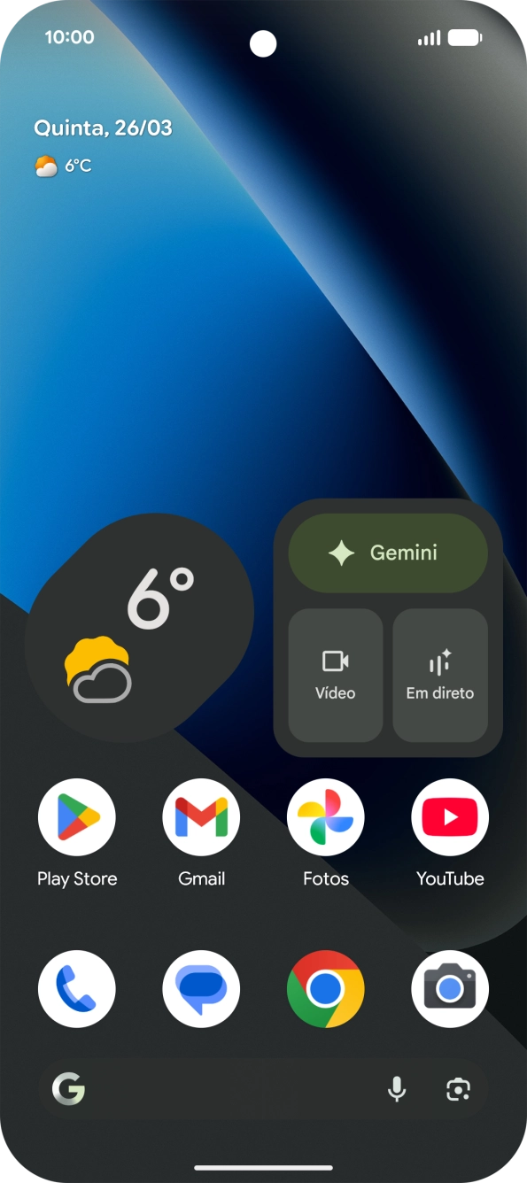 Deslize o dedo para cima no ecrã.