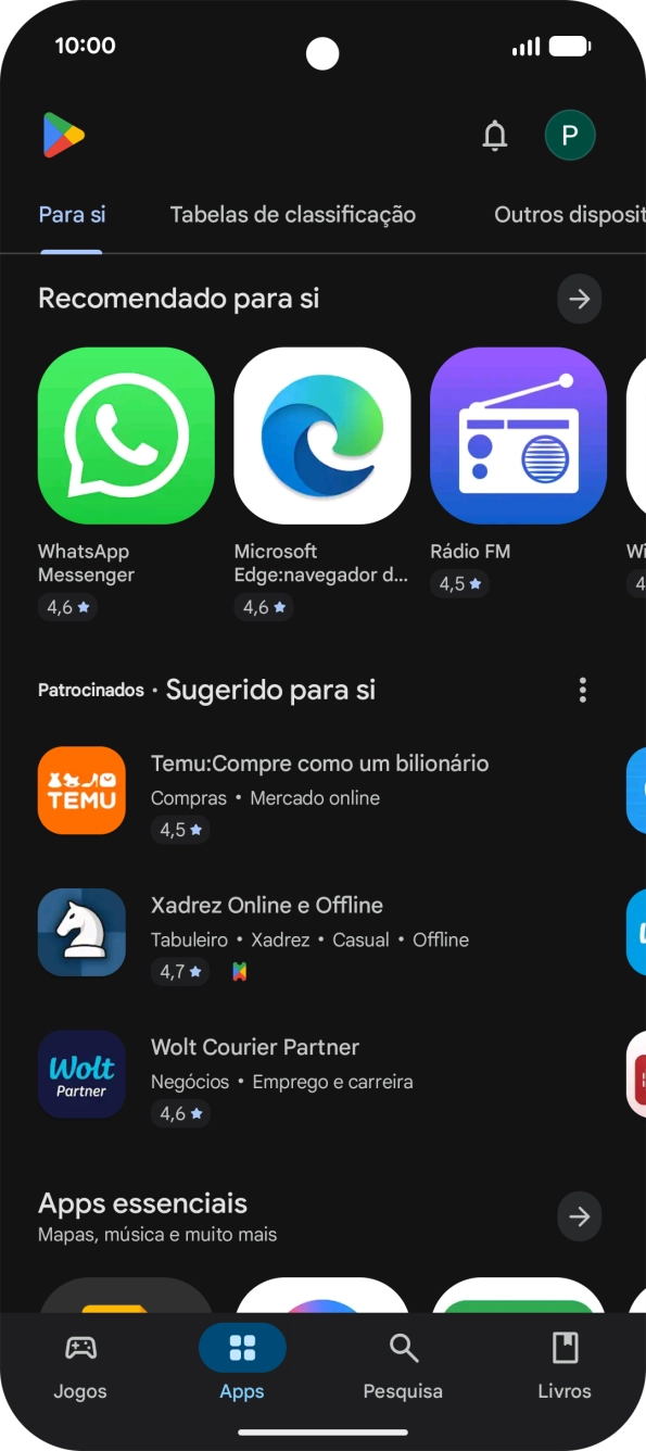 Prima o ícone de perfil.