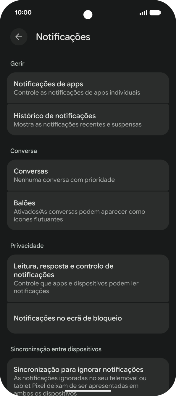 Prima Notificações de apps.