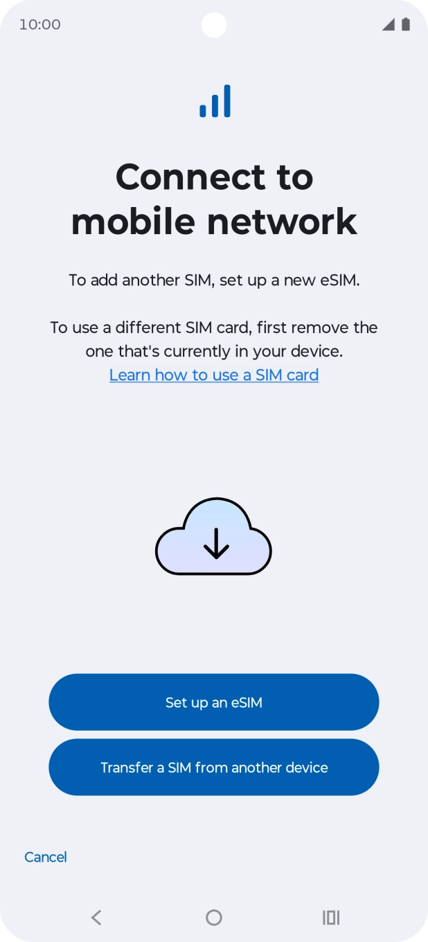 Press Set up an eSIM.