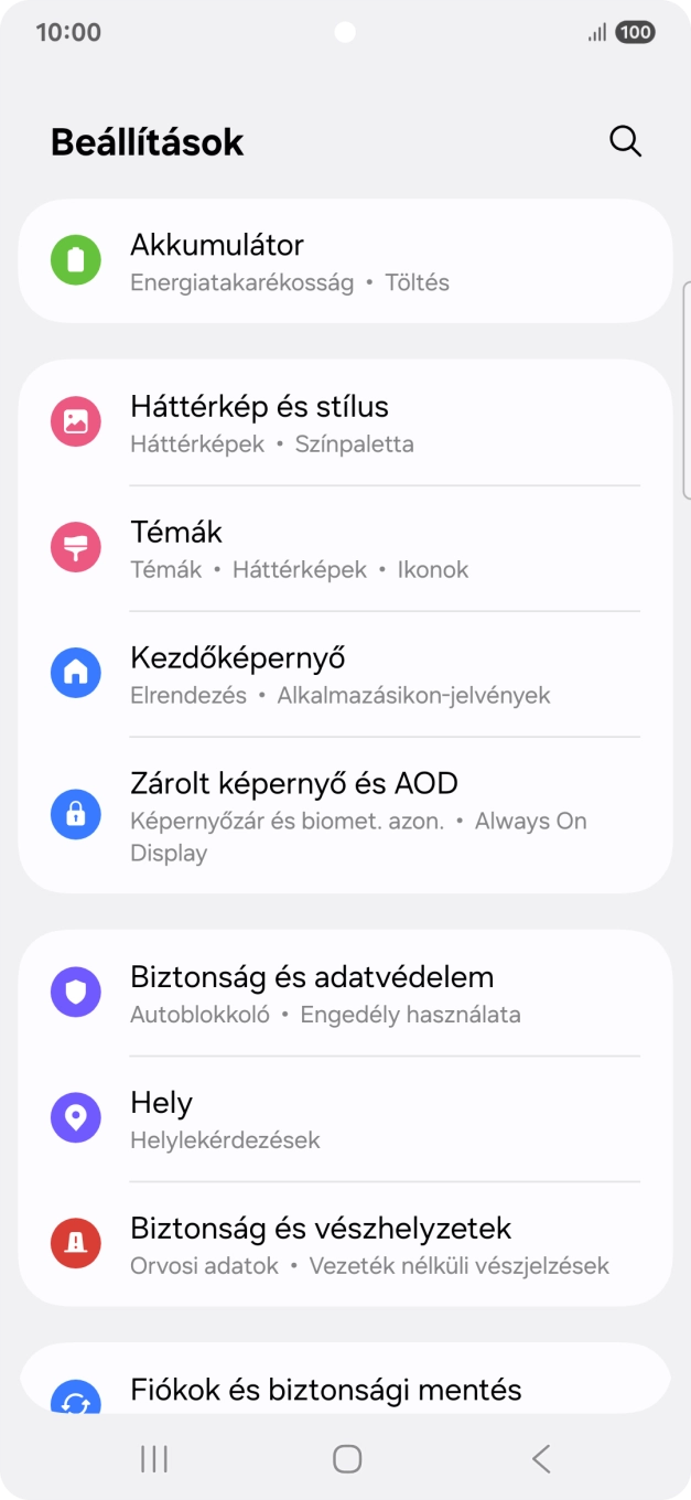 Válaszd a Biztonság és adatvédelem lehetőséget.