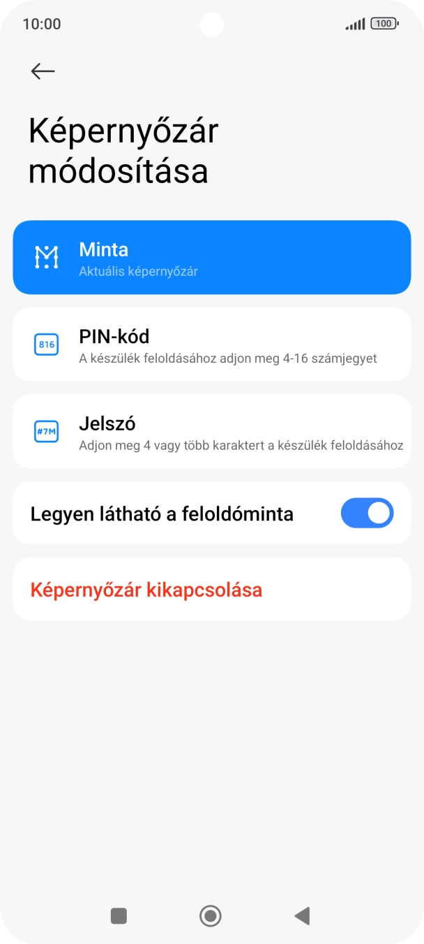 Válaszd a Képernyőzár kikapcsolása lehetőséget, és írd be az extra képernyőzárkódot, amit korábban már beállítottál. Válaszd a Képernyőzár kikapcsolása lehetőséget, és írd be az extra képernyőzárkódot, amit korábban már beállítottál.