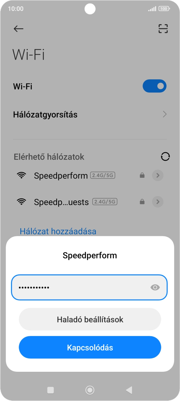 Írd be a Wi-Fi hálózatodhoz tartózó jelszót, és válaszd a Kapcsolódás lehetőséget.