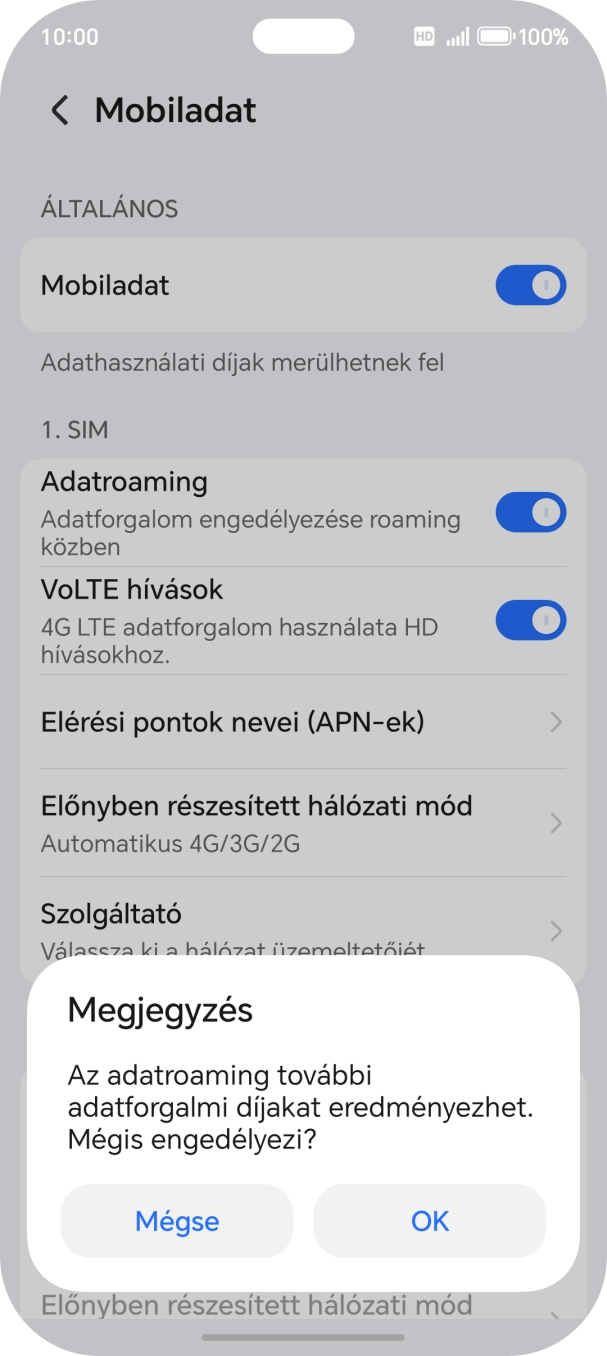 Ha bekapcsolod a funkciót, válaszd az OK lehetőséget.