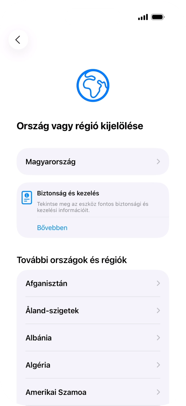 Válaszd ki a kívánt országot vagy régiót.