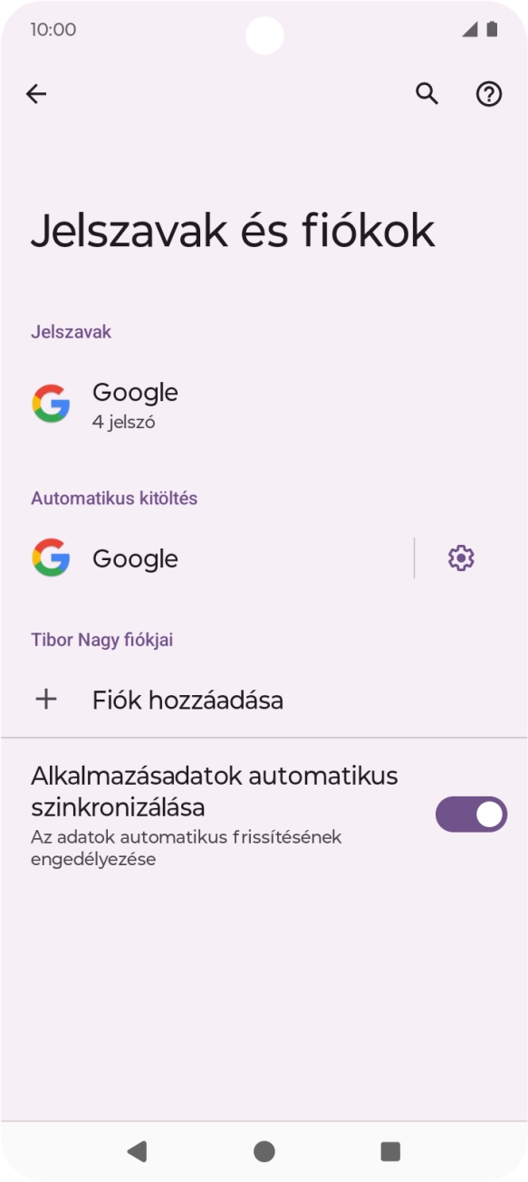 Válaszd a Fiók hozzáadása lehetőséget.