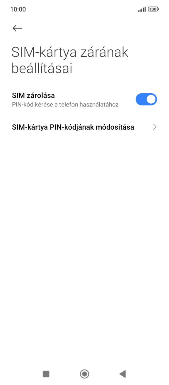 Kattints a „SIM zárolása” melletti csúszkára a funkció be- vagy kikapcsolásához. Kattints a „SIM zárolása” melletti csúszkára a funkció be- vagy kikapcsolásához.