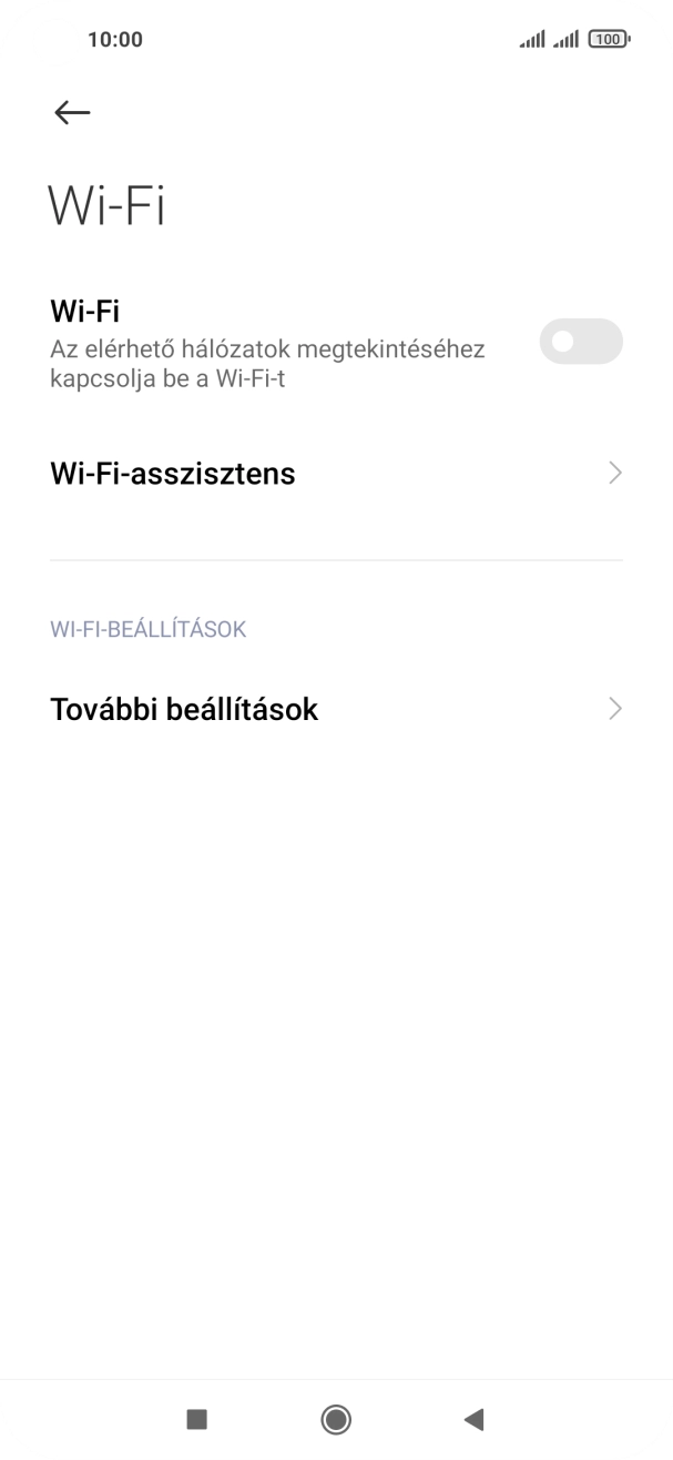 Kattints a „Wi-Fi” melletti csúszkára a funkció bekapcsolásához. Kattints a „Wi-Fi” melletti csúszkára a funkció bekapcsolásához.