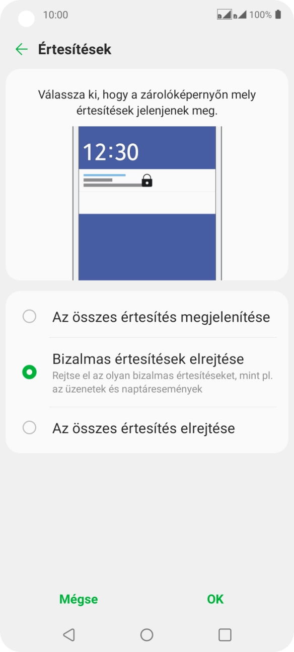 Válaszd ki a kívánt beállítást. Válaszd ki a kívánt beállítást.