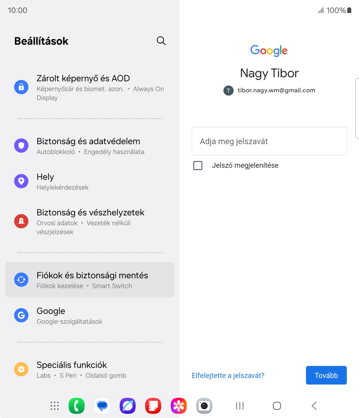 Kattints az „Adja meg jelszavát” alatti mezőre, és írd be a Google-fiókodhoz tartozó jelszót.