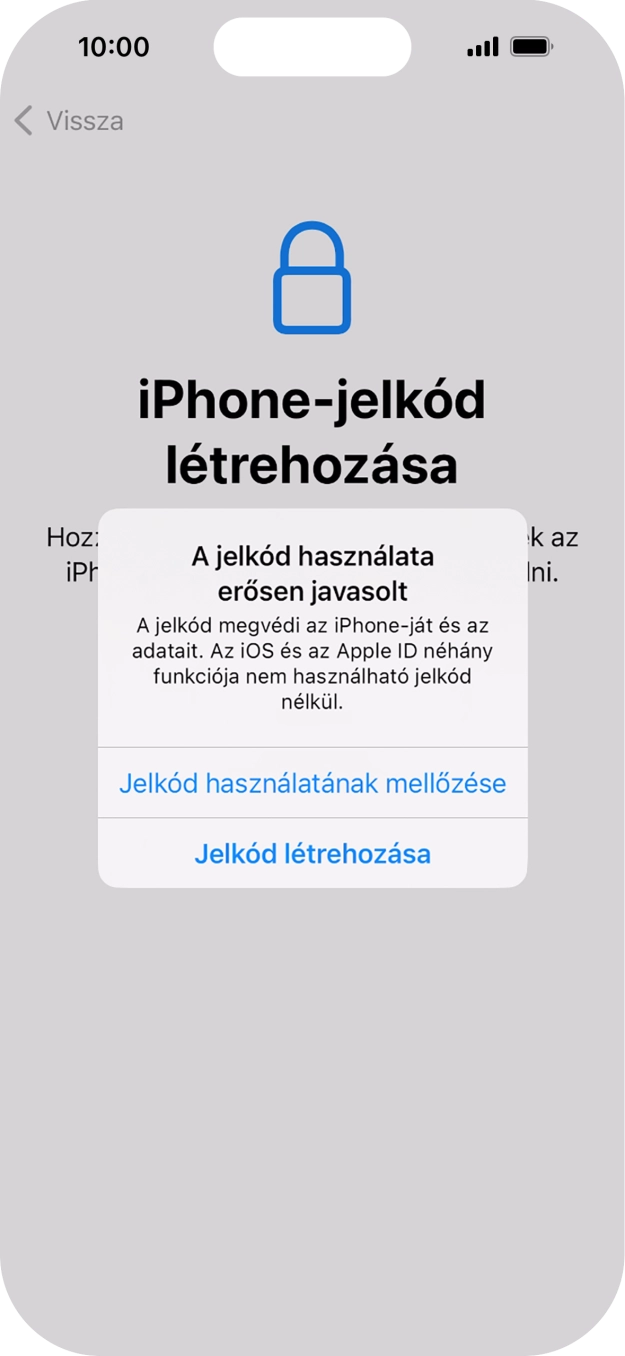 Ha kikapcsolod a funkciót, válaszd a Jelkód használatának mellőzése lehetőséget.