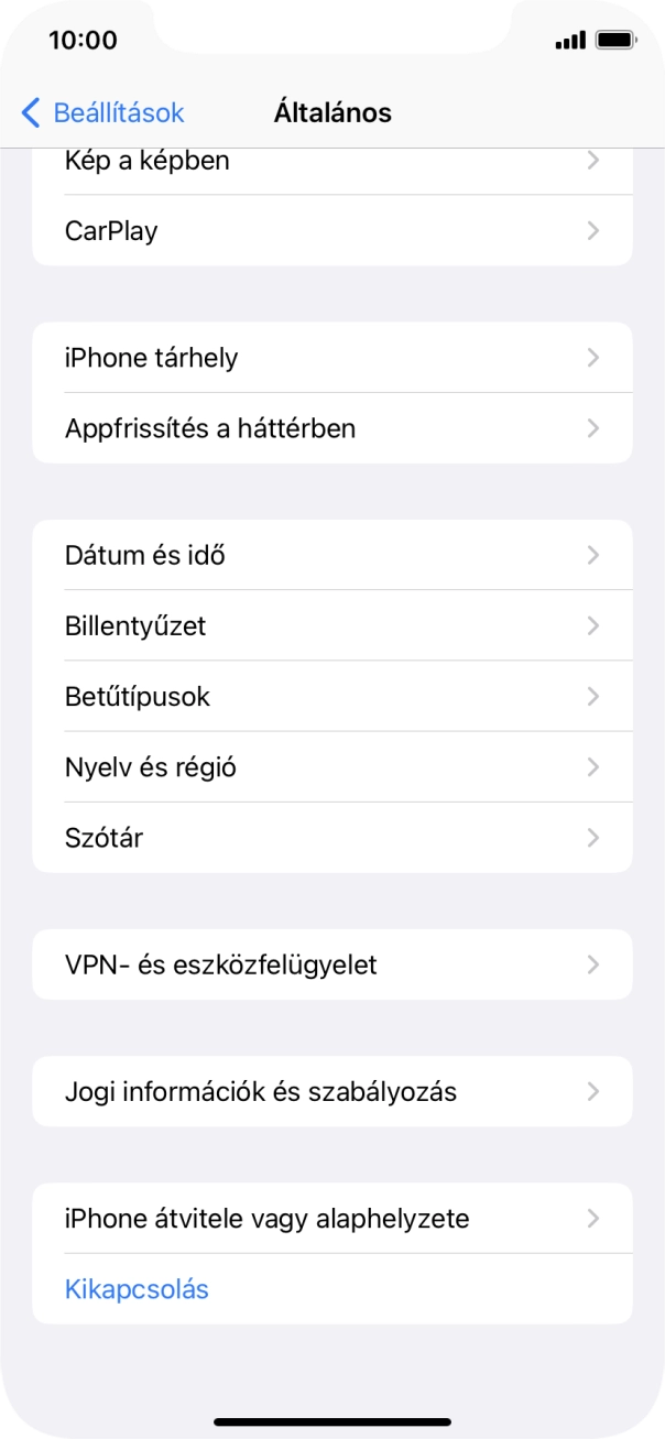 Válaszd az „iPhone átvitele vagy alaphelyzete” lehetőséget.