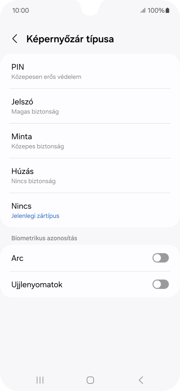 Válaszd az Ujjlenyomatok lehetőséget.