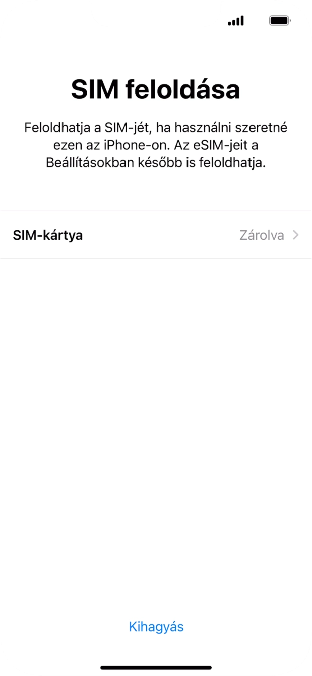 Válaszd a SIM-kártya lehetőséget.
