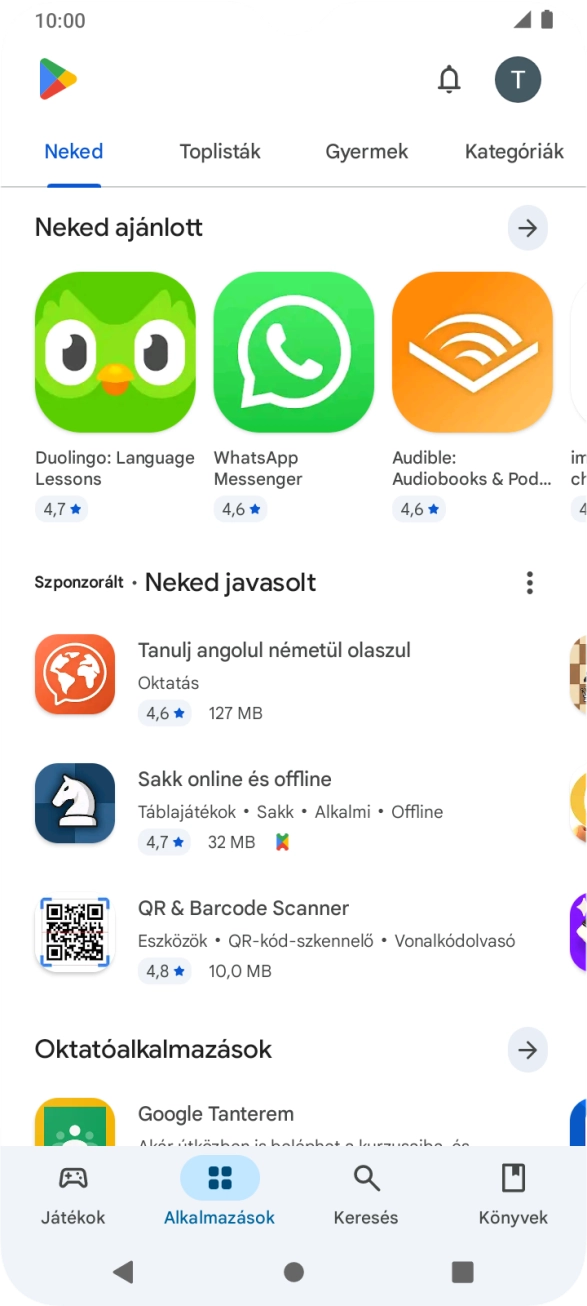 Válaszd a Keresés lehetőséget.