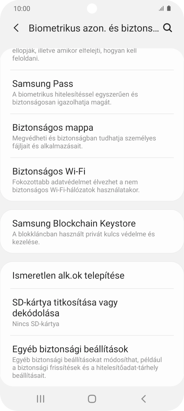 Válaszd az Egyéb biztonsági beállítások lehetőséget. Válaszd az Egyéb biztonsági beállítások lehetőséget.