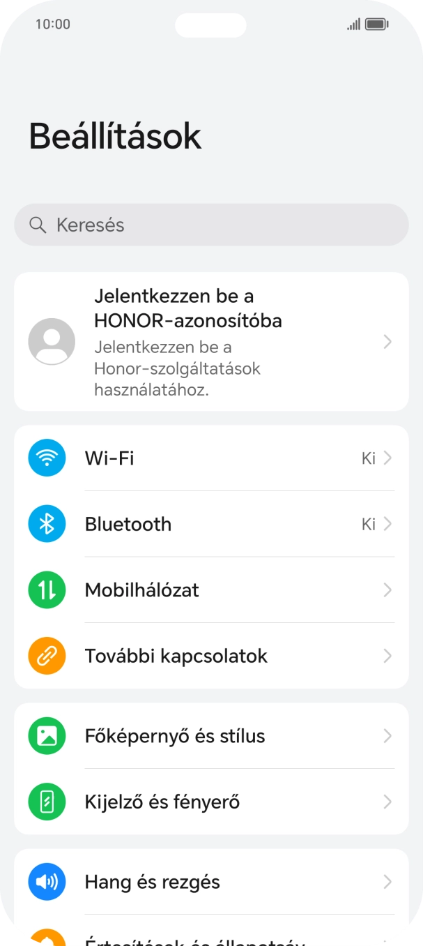 Válaszd a Mobilhálózat lehetőséget. Válaszd a Mobilhálózat lehetőséget.