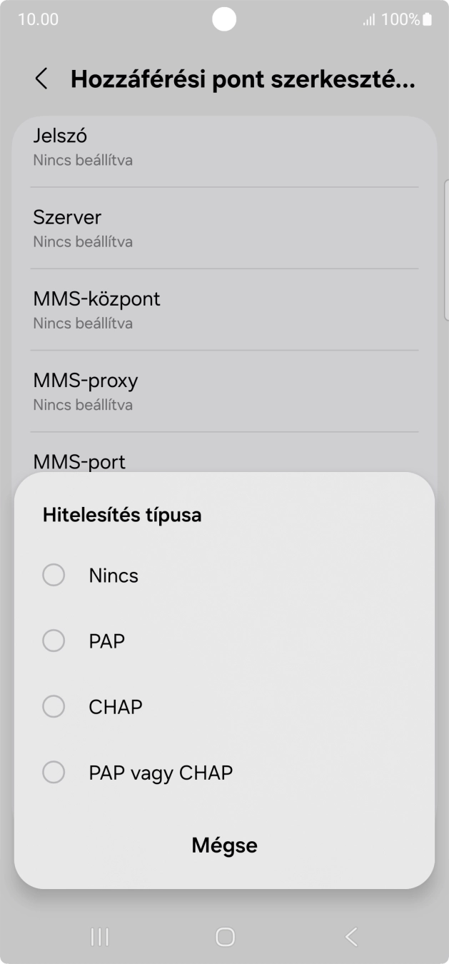 Válaszd a PAP lehetőséget. Válaszd a PAP lehetőséget.