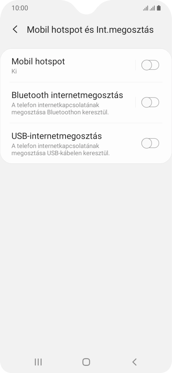 Válaszd a Mobil hotspot lehetőséget. Válaszd a Mobil hotspot lehetőséget.