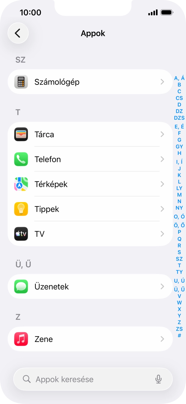 Válaszd az Üzenetek lehetőséget. Válaszd az Üzenetek lehetőséget.