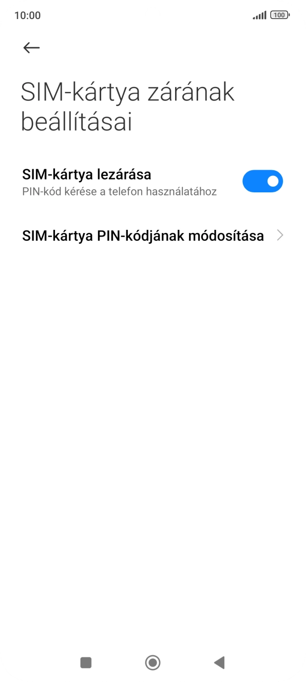 Kattints a „SIM-kártya lezárása” melletti csúszkára a funkció be- vagy kikapcsolásához. Kattints a „SIM-kártya lezárása” melletti csúszkára a funkció be- vagy kikapcsolásához.