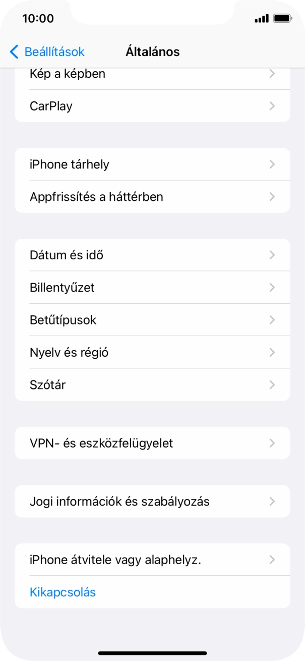 Válaszd az „iPhone átvitele vagy alaphelyz.” lehetőséget.
