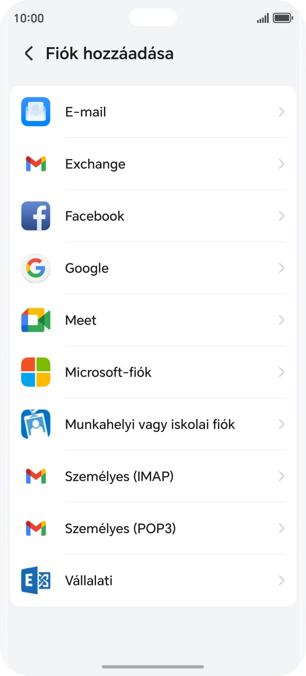 Válaszd a Google lehetőséget.
