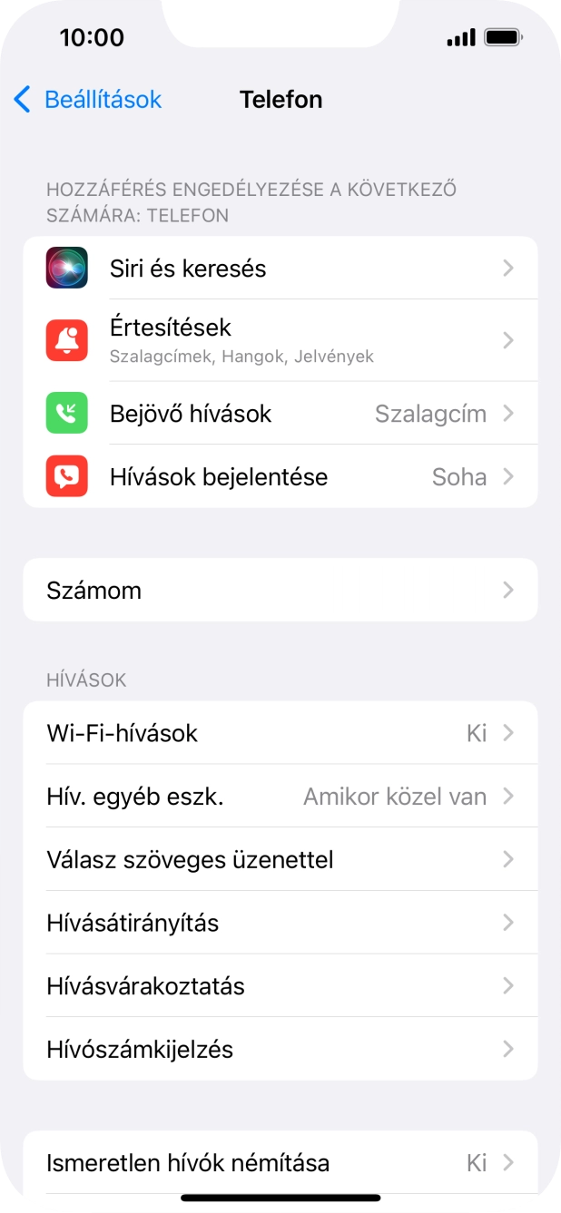Válaszd a Hívószámkijelzés lehetőséget.