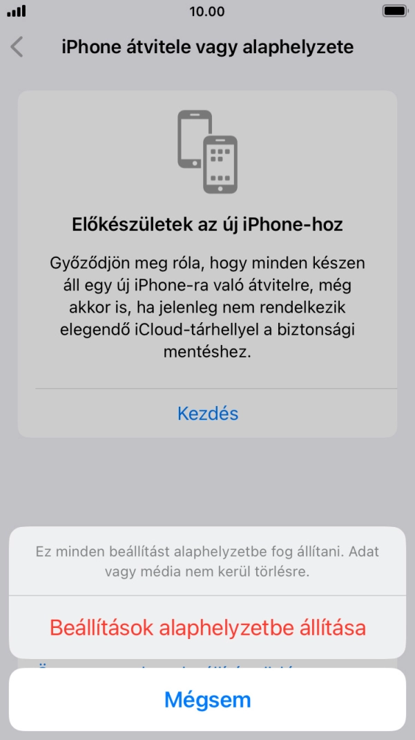 Válaszd a Beállítások alaphelyzetbe állítása lehetőséget.